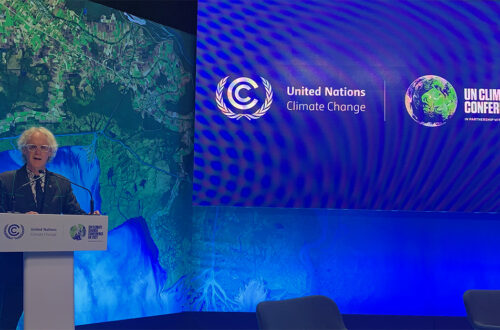 Peter Exley speaking at COP 26 in Glasgow.